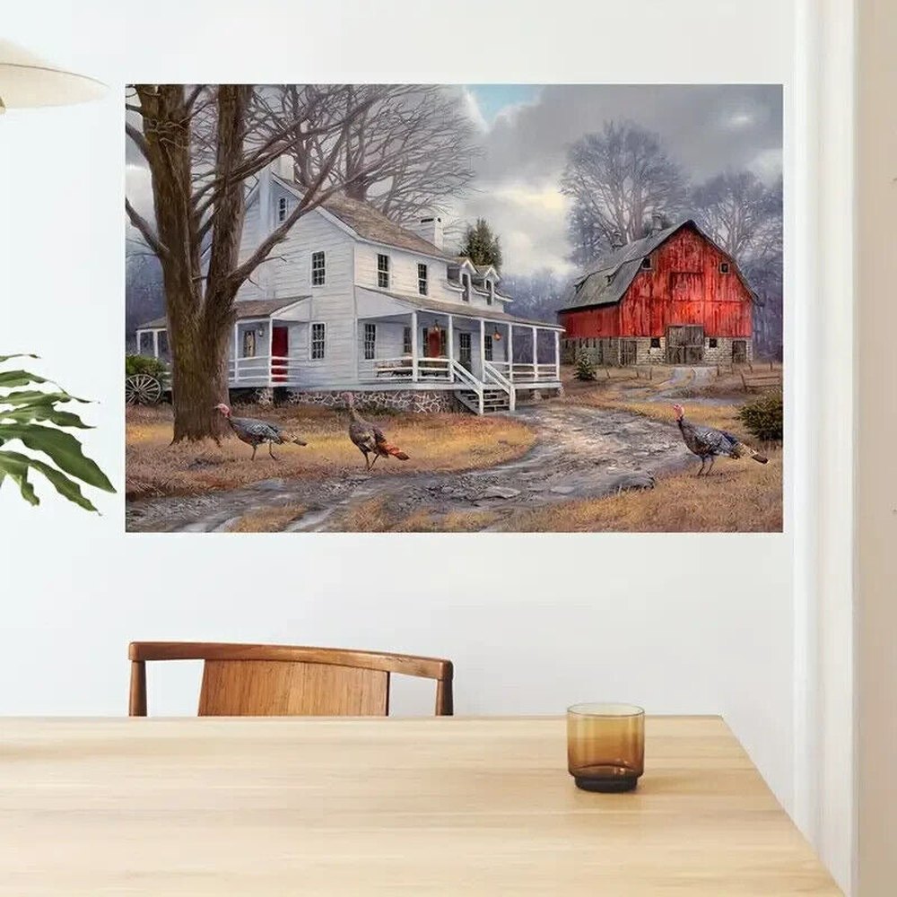 Scenic Farmhouse Canvas Art Print Wild Turkeys 15.7" x 23.6" NEW! Home & Garden:Home Décor:Posters & Prints Style Your Walls